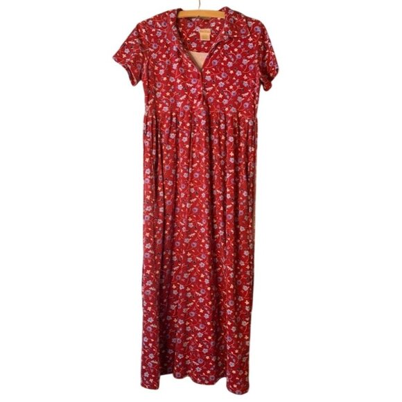 Bobbie Brooks Dresses & Skirts - Bobbie Brooks Cottagecore Soft Girl  Casual Red Floral Maxi Dress With Collar &